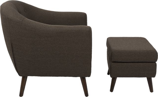 Rozelle Espresso Accent Chair & Ottoman - Thumbnail - Image 3
