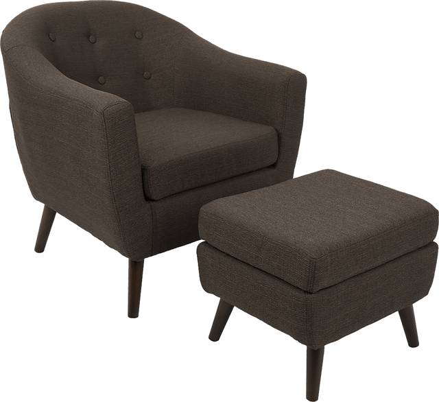 Rozelle Espresso Accent Chair & Ottoman - Thumbnail - Image 1