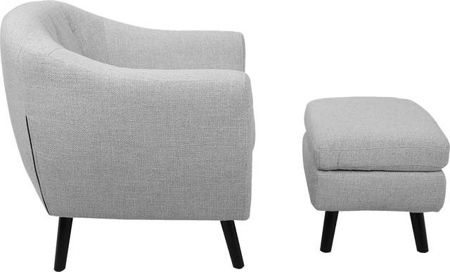 Rozelle Light Gray Accent Chair & Ottoman - Thumbnail - Image 3