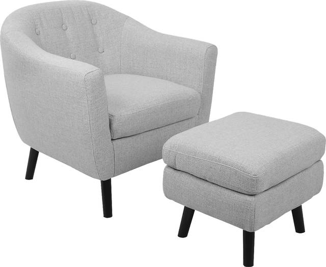 Rozelle Light Gray Accent Chair & Ottoman - Thumbnail - Image 1