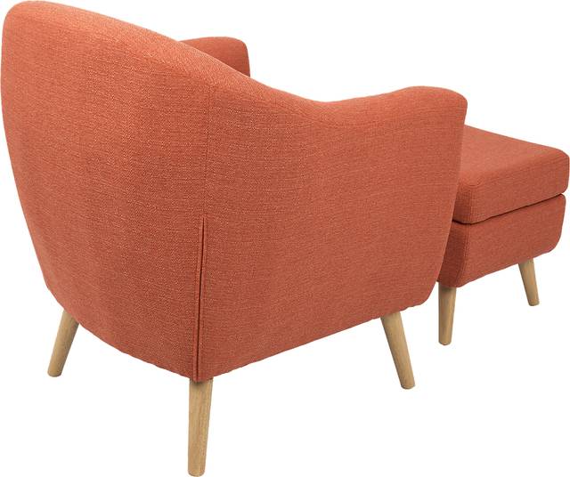 Rozelle Orange Accent Chair & Ottoman - Thumbnail - Image 2
