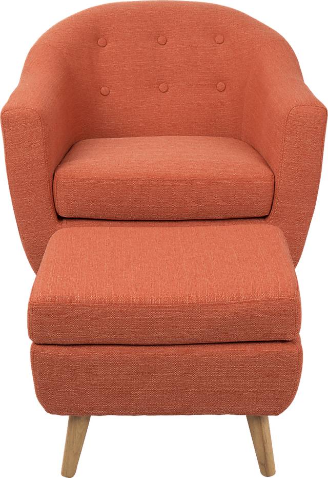 Rozelle Orange Accent Chair & Ottoman - Thumbnail - Image 3