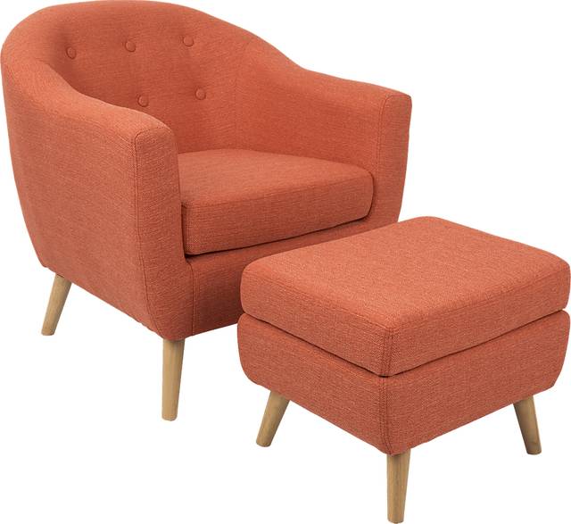 Rozelle Orange Accent Chair & Ottoman - Thumbnail - Image 1