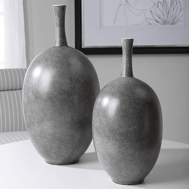 Rubino Gray Vase, Set of 2 - Thumbnail - Image 3
