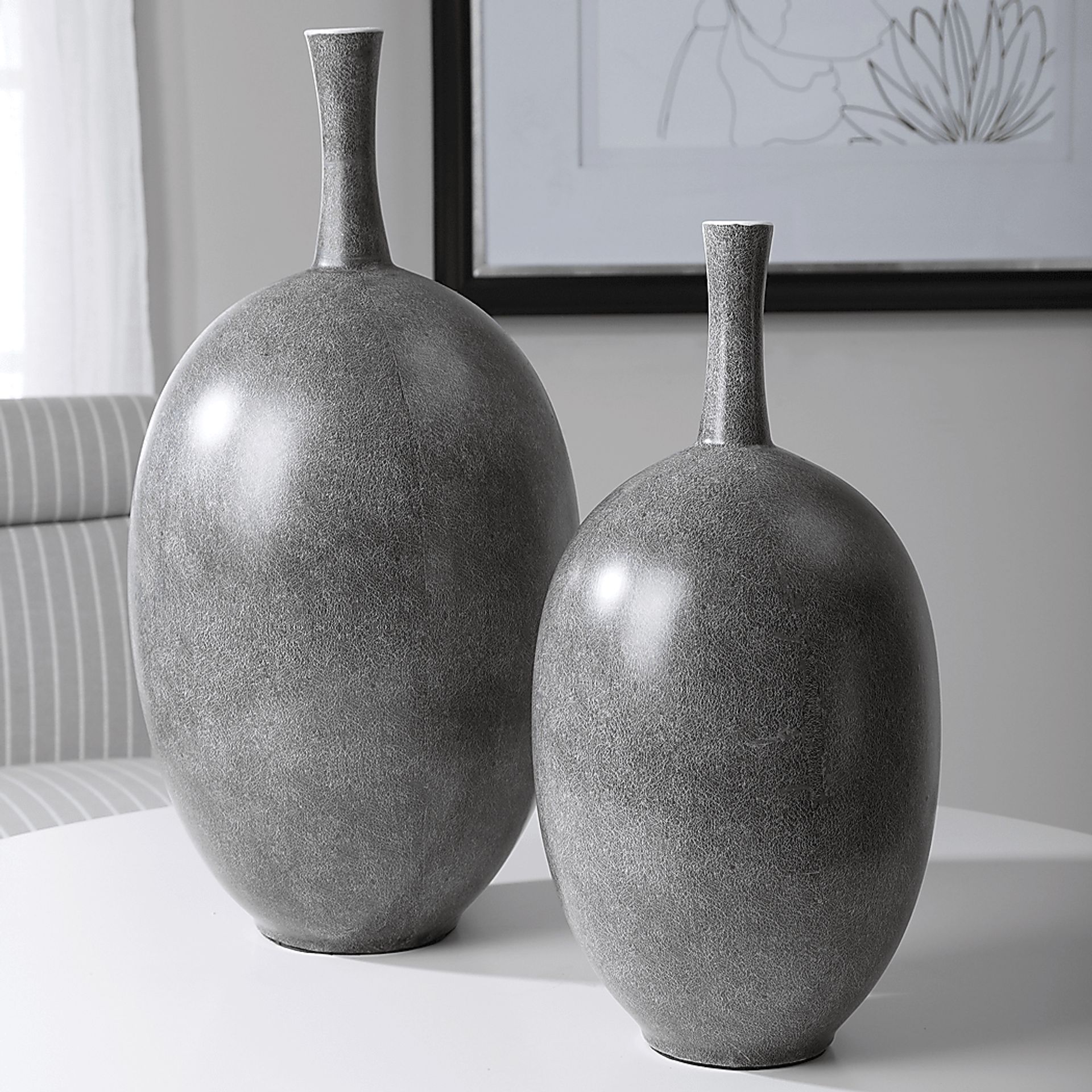 Rubino Gray Vase, Set of 2 - Image 3