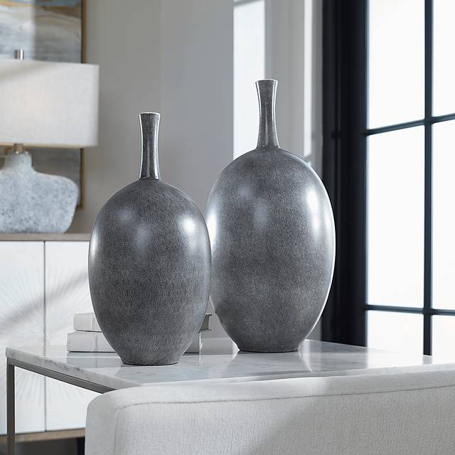 Rubino Gray Vase, Set of 2 - Thumbnail - Image 4
