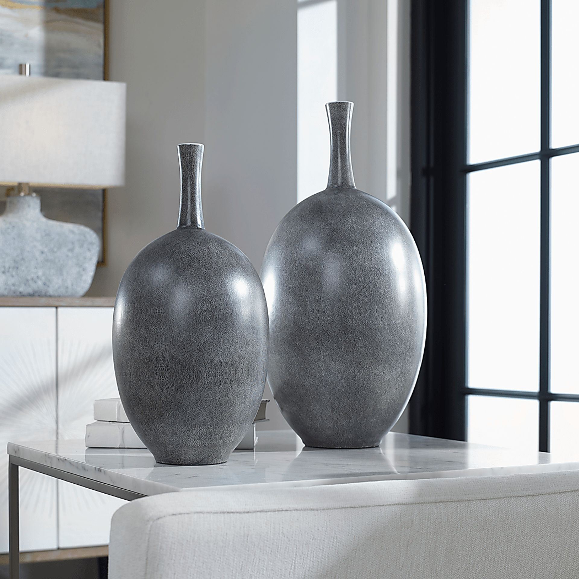 Rubino Gray Vase, Set of 2 - Image 4