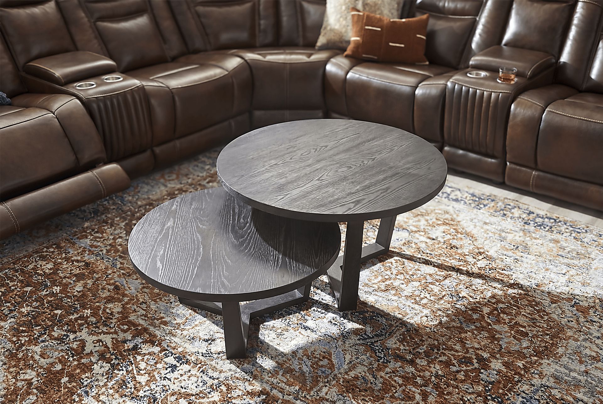 Rumie Brown 2 Pc Cocktail Table Set - Image 3