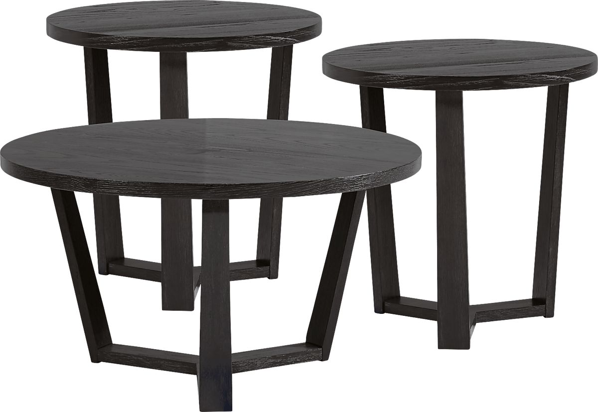 Rumie Dark Brown Wood 3 Pc Table Set Rooms to Go