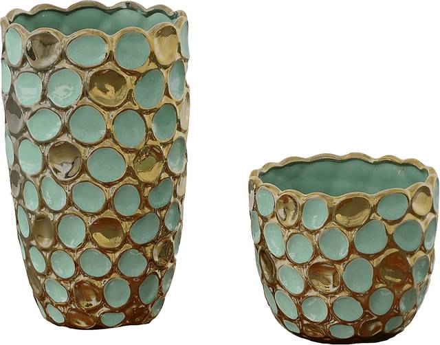 Runako Turquoise Vase, Set of 2 - Thumbnail - Image 1
