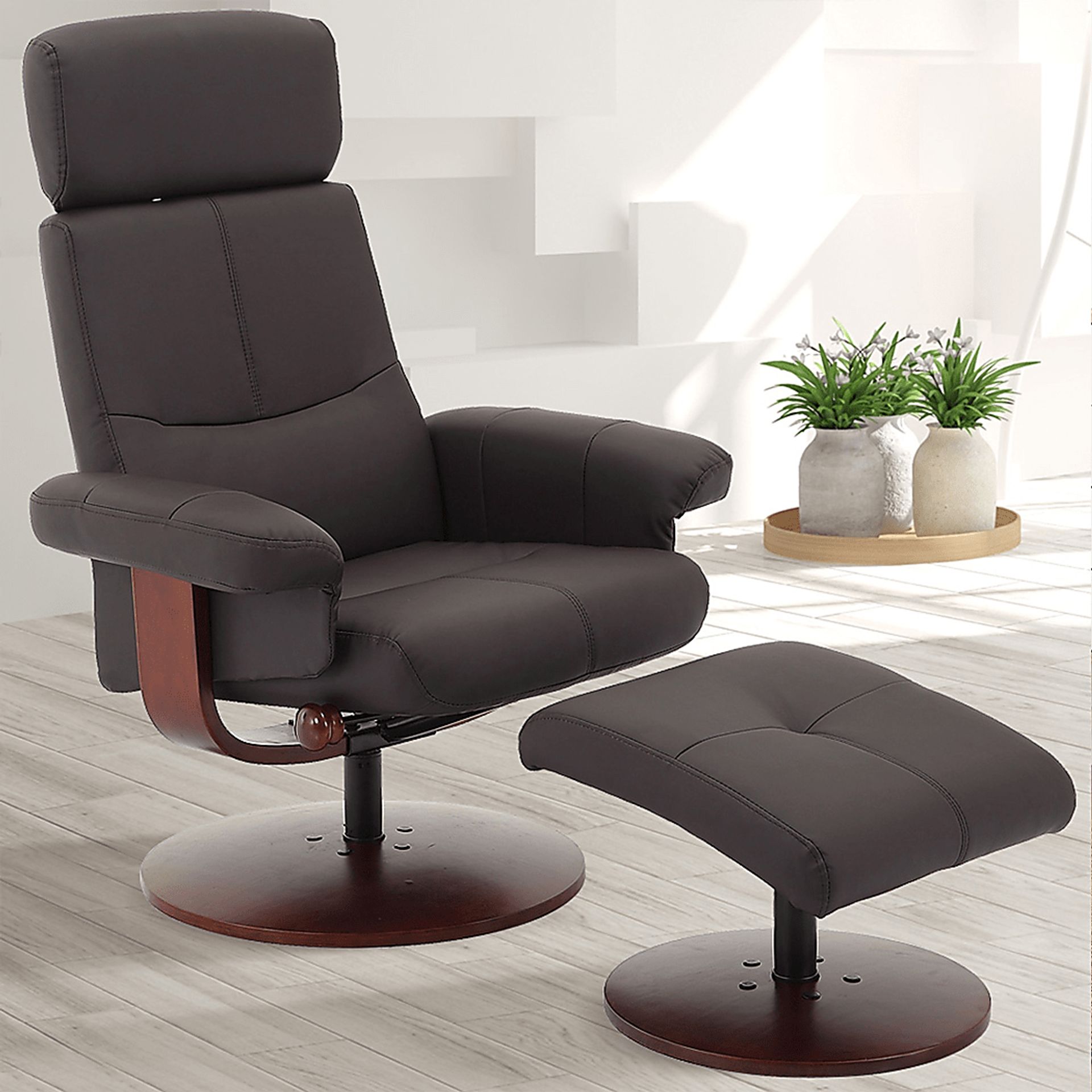 Runelle Brown Recliner and Ottoman - Image 6