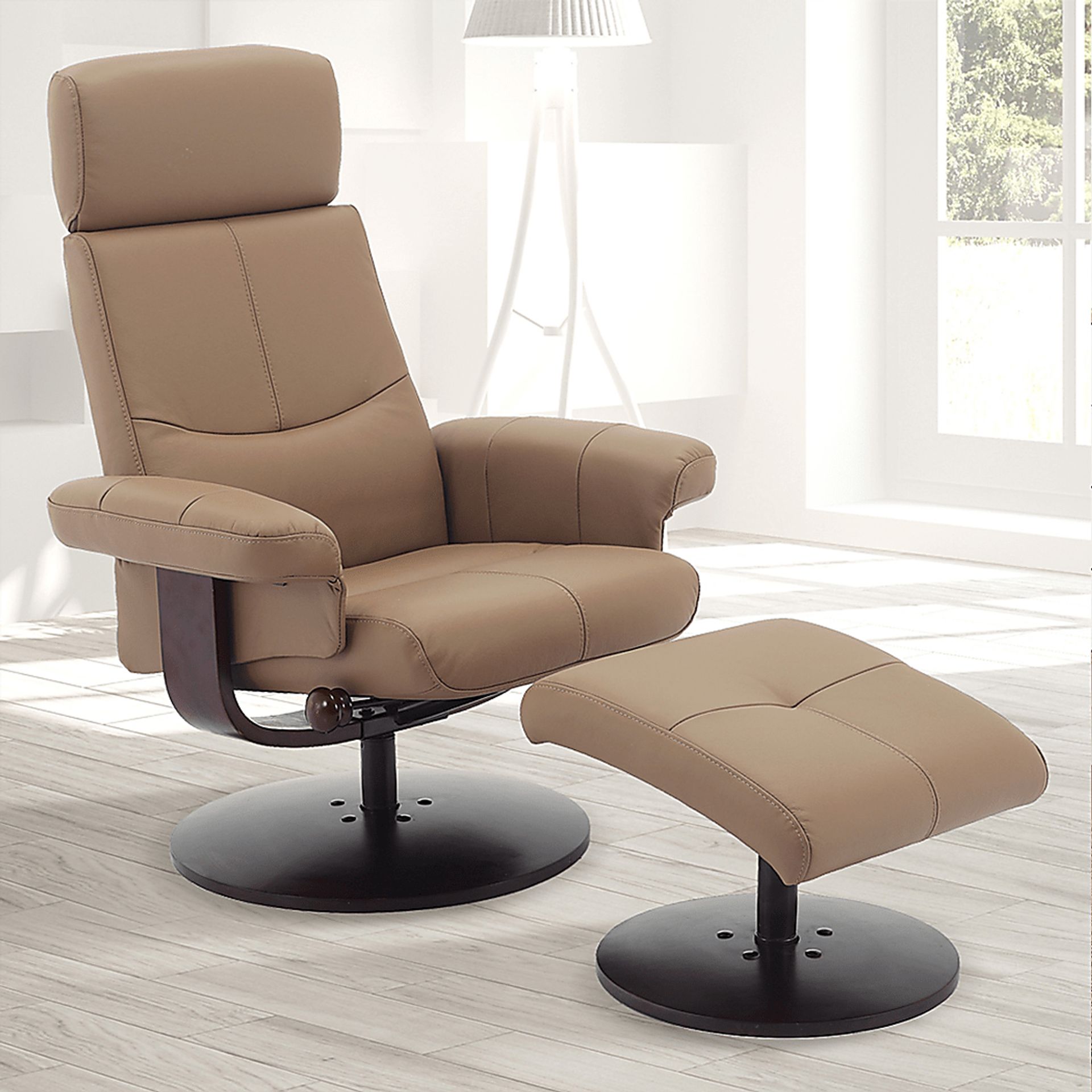 Runelle Tan Recliner and Ottoman - Image 3