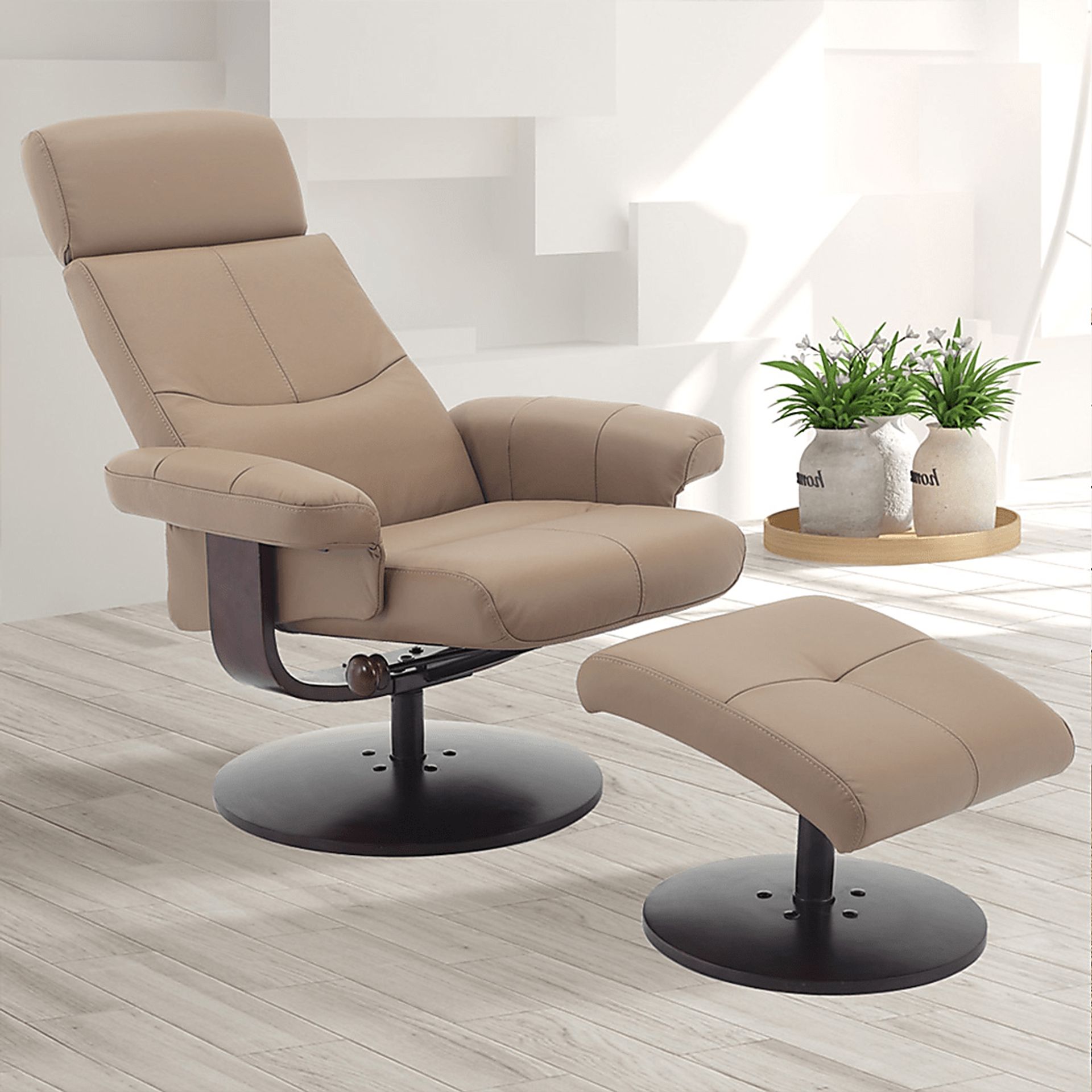 Runelle Tan Recliner and Ottoman - Image 4