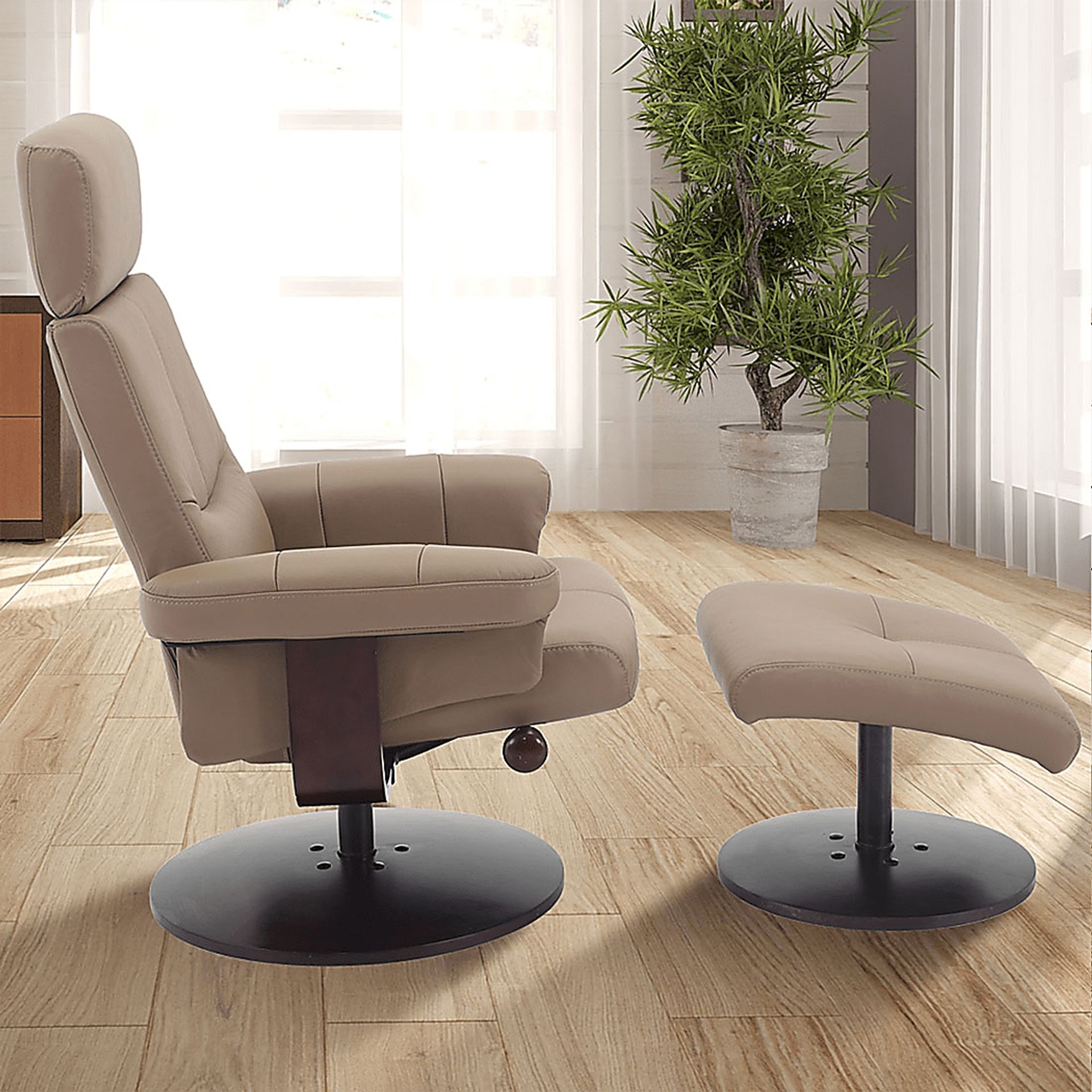 Runelle Tan Recliner and Ottoman - Image 5