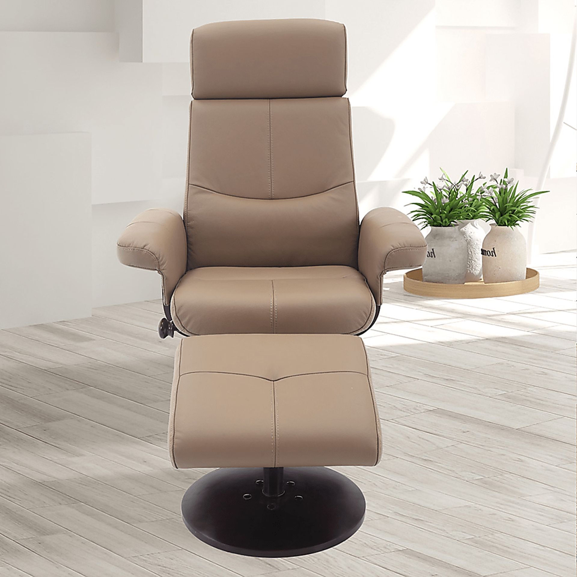 Runelle Tan Recliner and Ottoman - Image 6