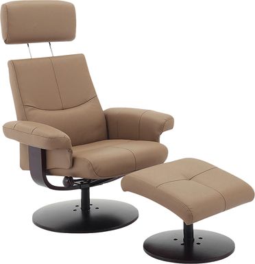 Runelle Tan Recliner and Ottoman