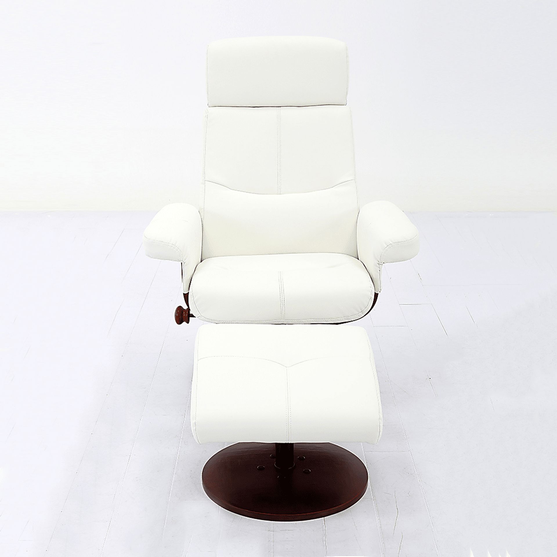 Runelle White Recliner and Ottoman - Image 4