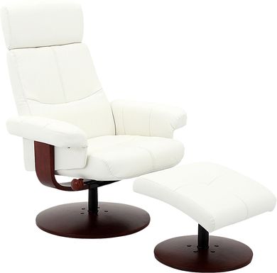 Runelle White Recliner and Ottoman