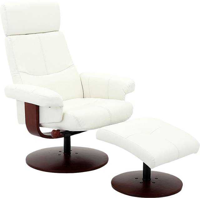 Runelle White Recliner and Ottoman - Thumbnail - Image 1