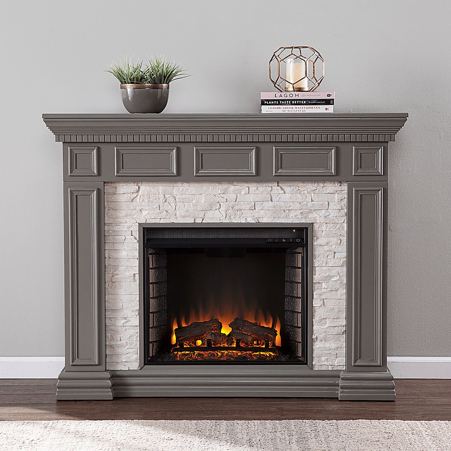 Runnelwood II Gray 50 in. Console With Electric Log Fireplace - Image 5