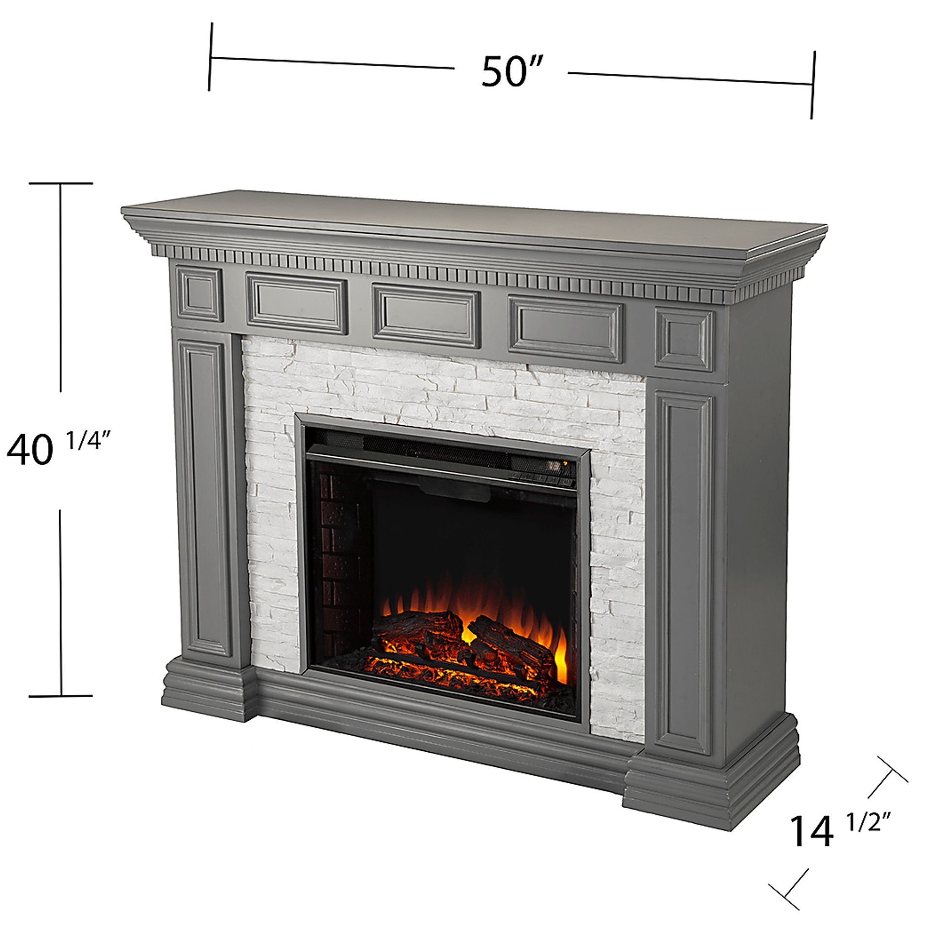 Runnelwood II Gray 50 in. Console With Electric Log Fireplace - Image 6