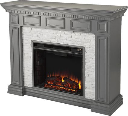 Runnelwood I Gray 50 in. Console With Electric Log Fireplace