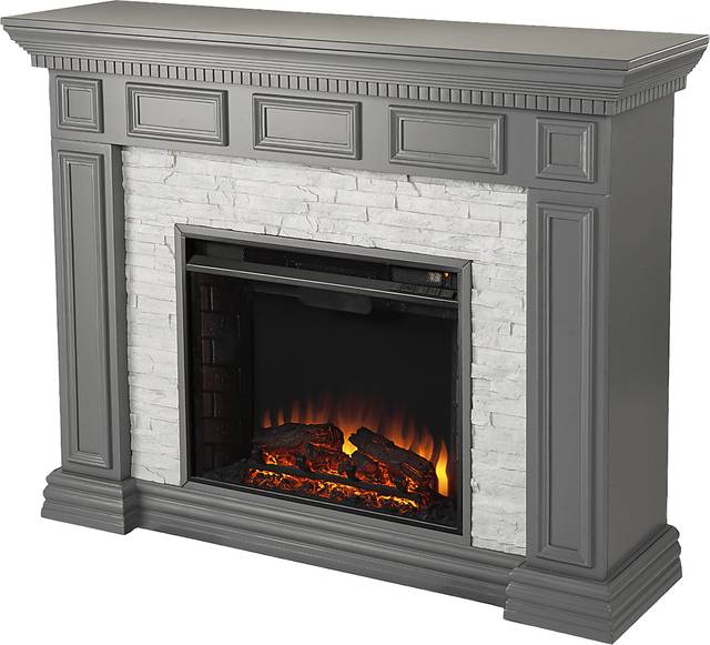 Runnelwood II Gray 50 in. Console With Electric Log Fireplace - Thumbnail - Image 1