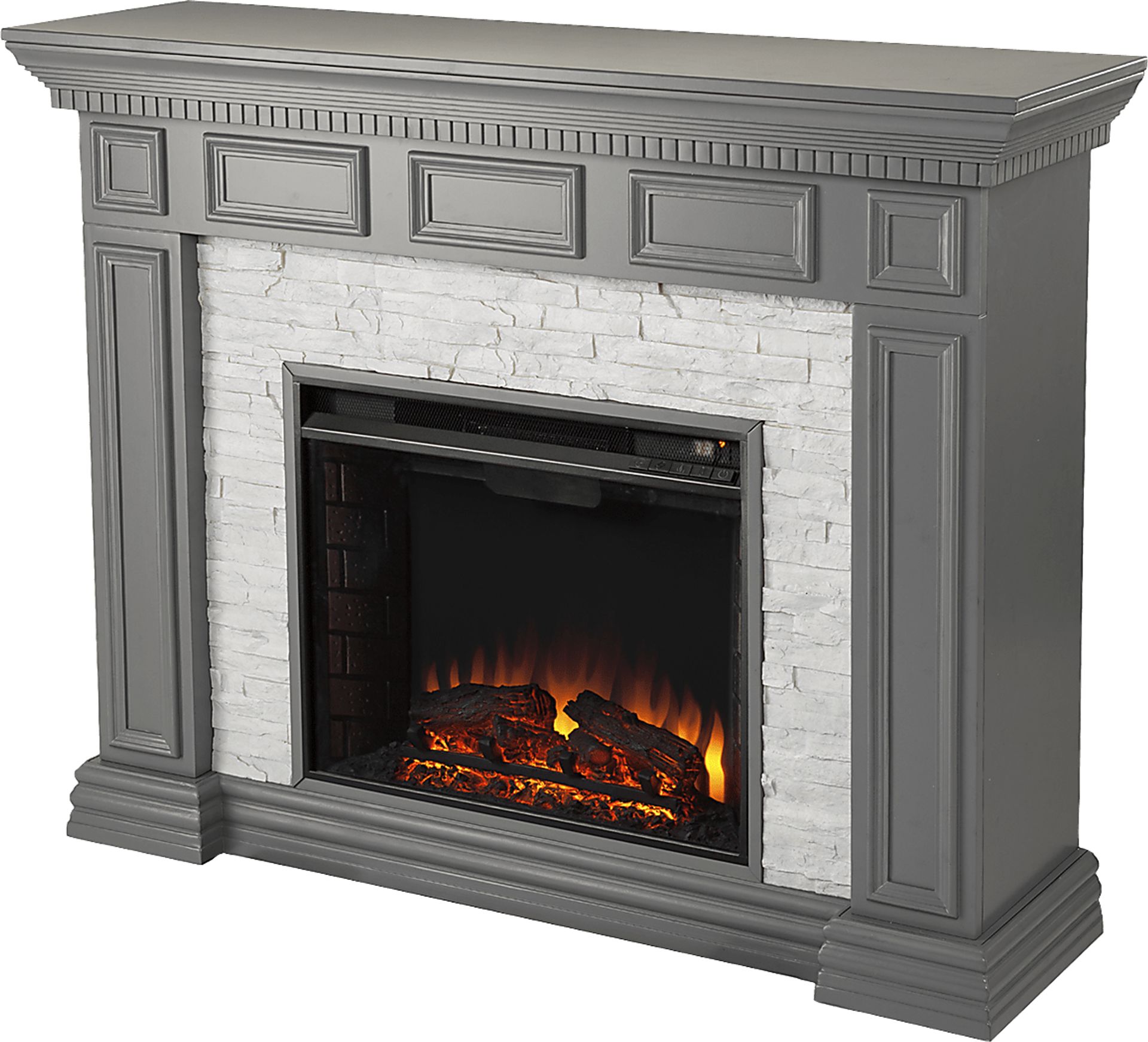 Runnelwood II Gray 50 in. Console With Electric Log Fireplace - Image 1