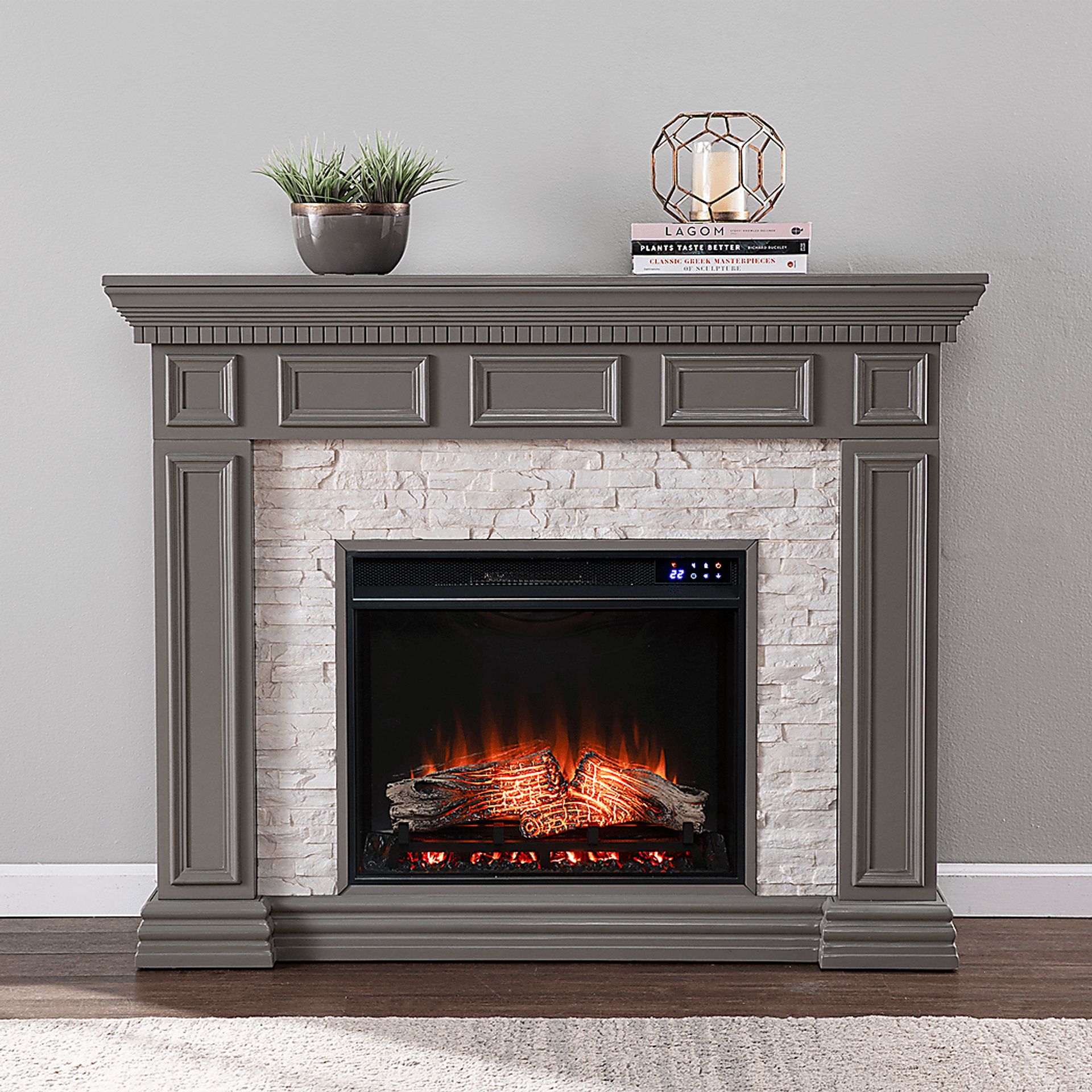 Runnelwood IV Gray 50 in. Console With Touch Panel Electric Fireplace - Image 5