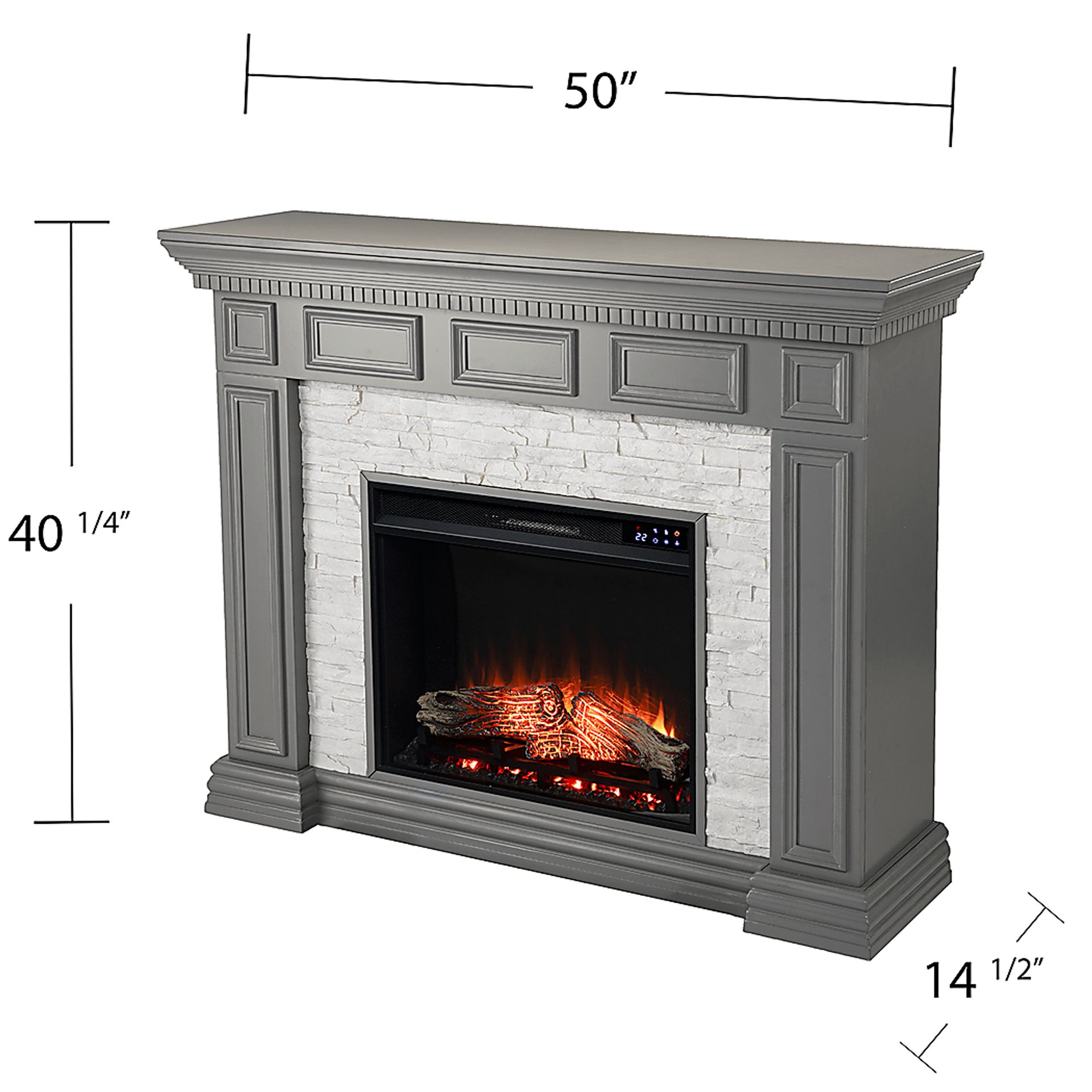 Runnelwood IV Gray 50 in. Console With Touch Panel Electric Fireplace - Image 6