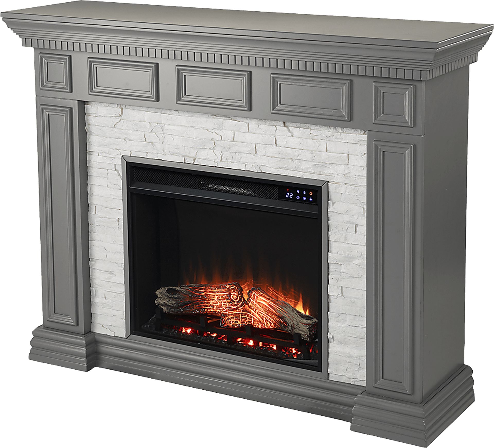 Runnelwood IV Gray 50 in. Console With Touch Panel Electric Fireplace - Image 1