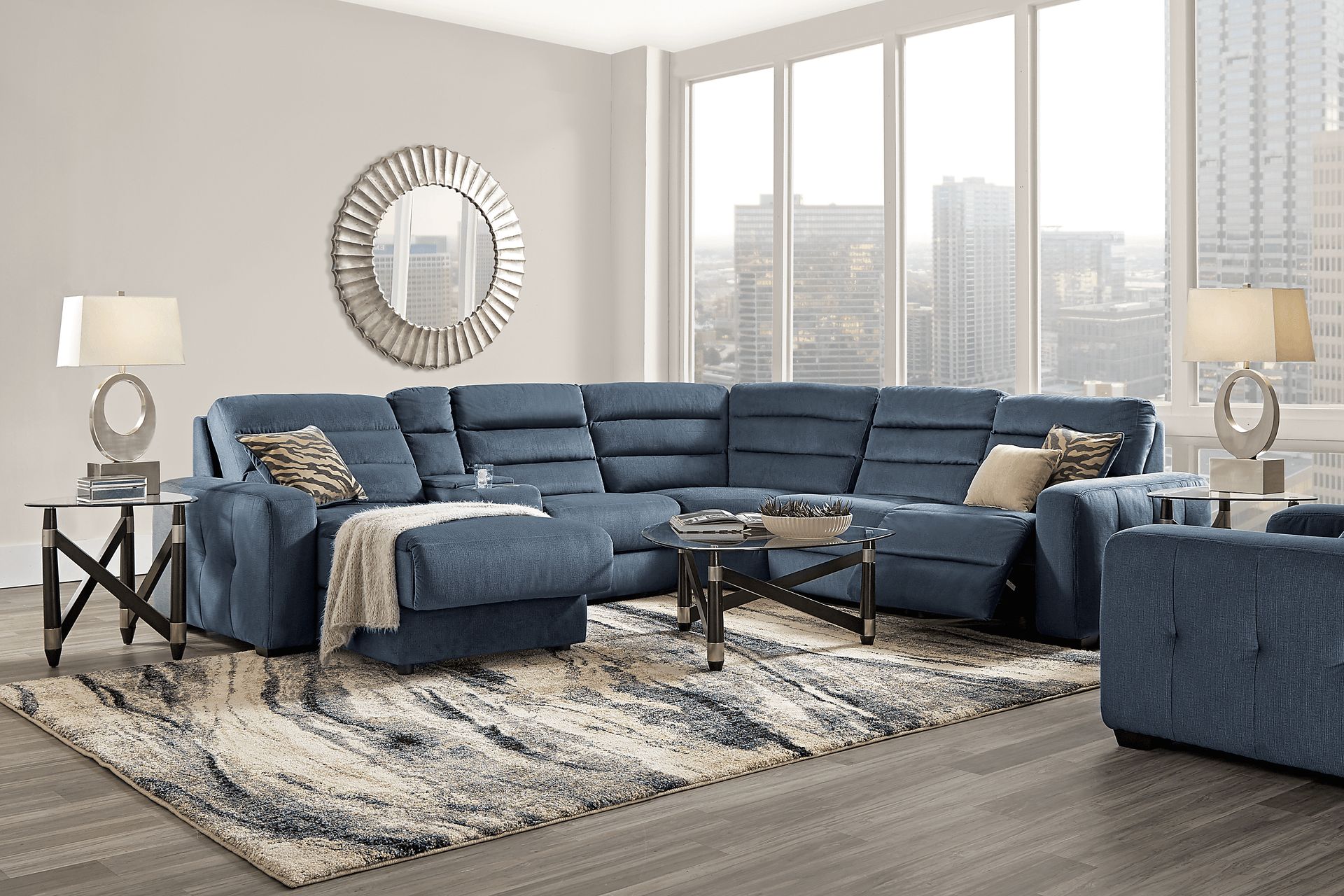 Runyon Canyon Navy 6 Pc Power Reclining Sectional - Image 2
