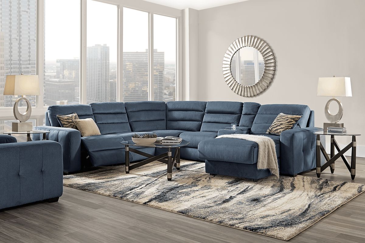 (MUST GO TODAY) Navy Blue Sectional Couch From Rooms To Go