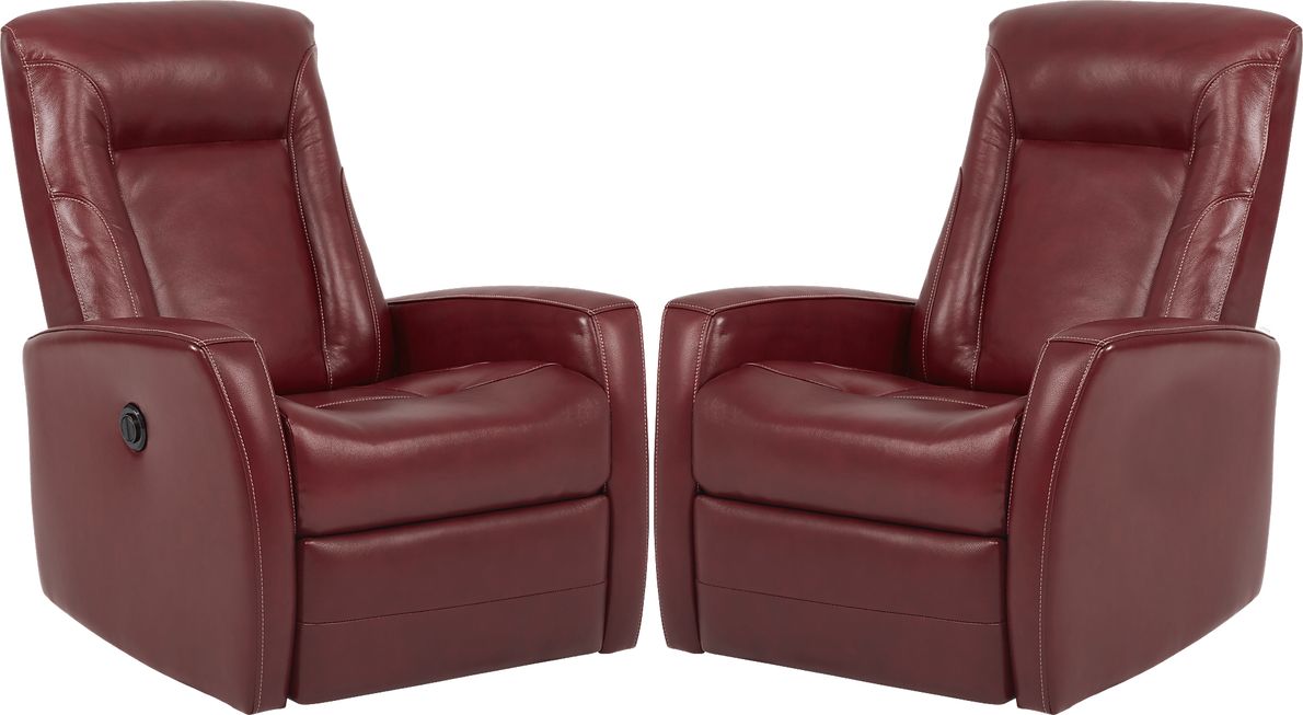 Ruperto Red Leather Set Of 2 Power Recliners Rooms To Go
