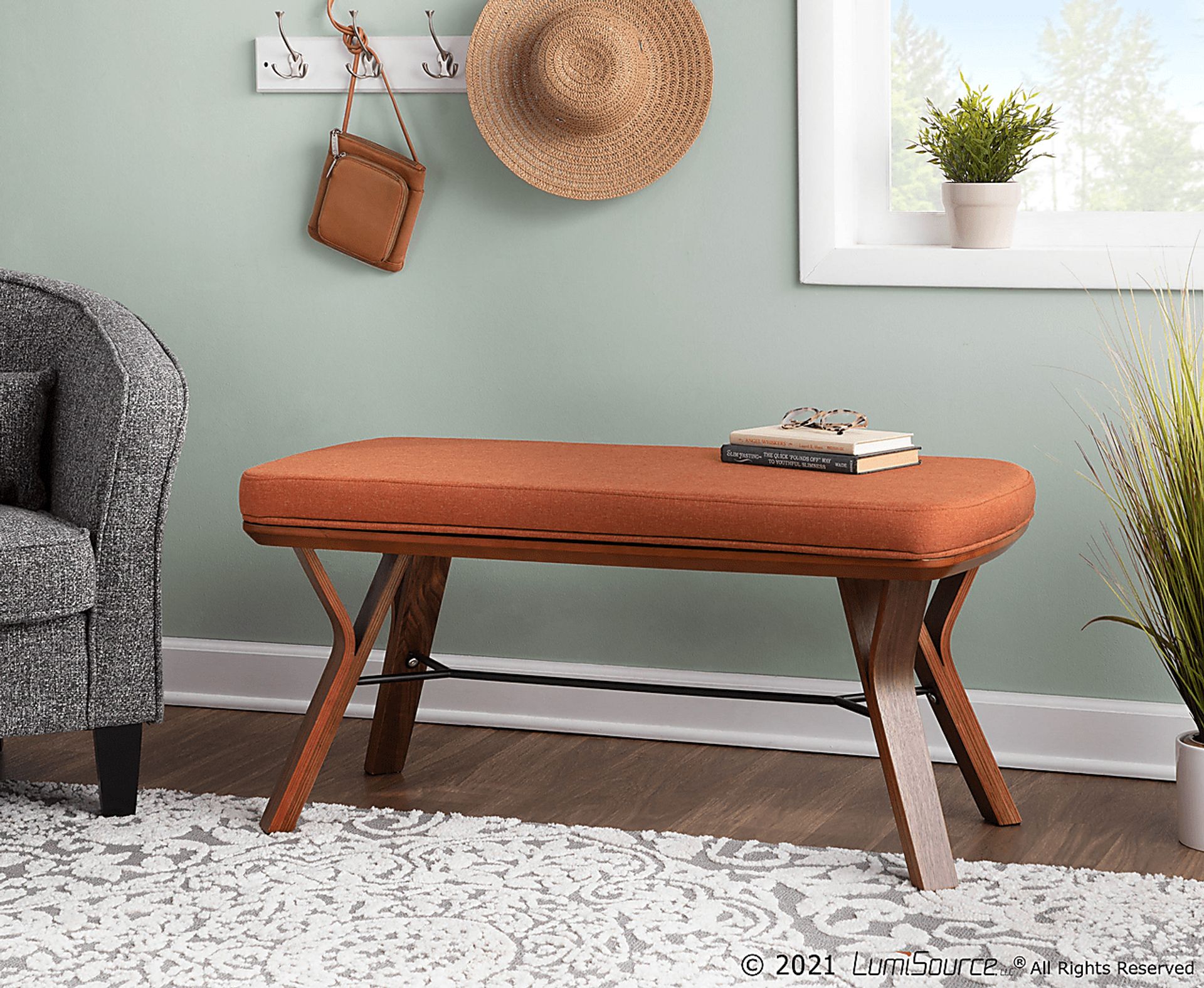 Rushworth II Orange Accent Bench - Image 7