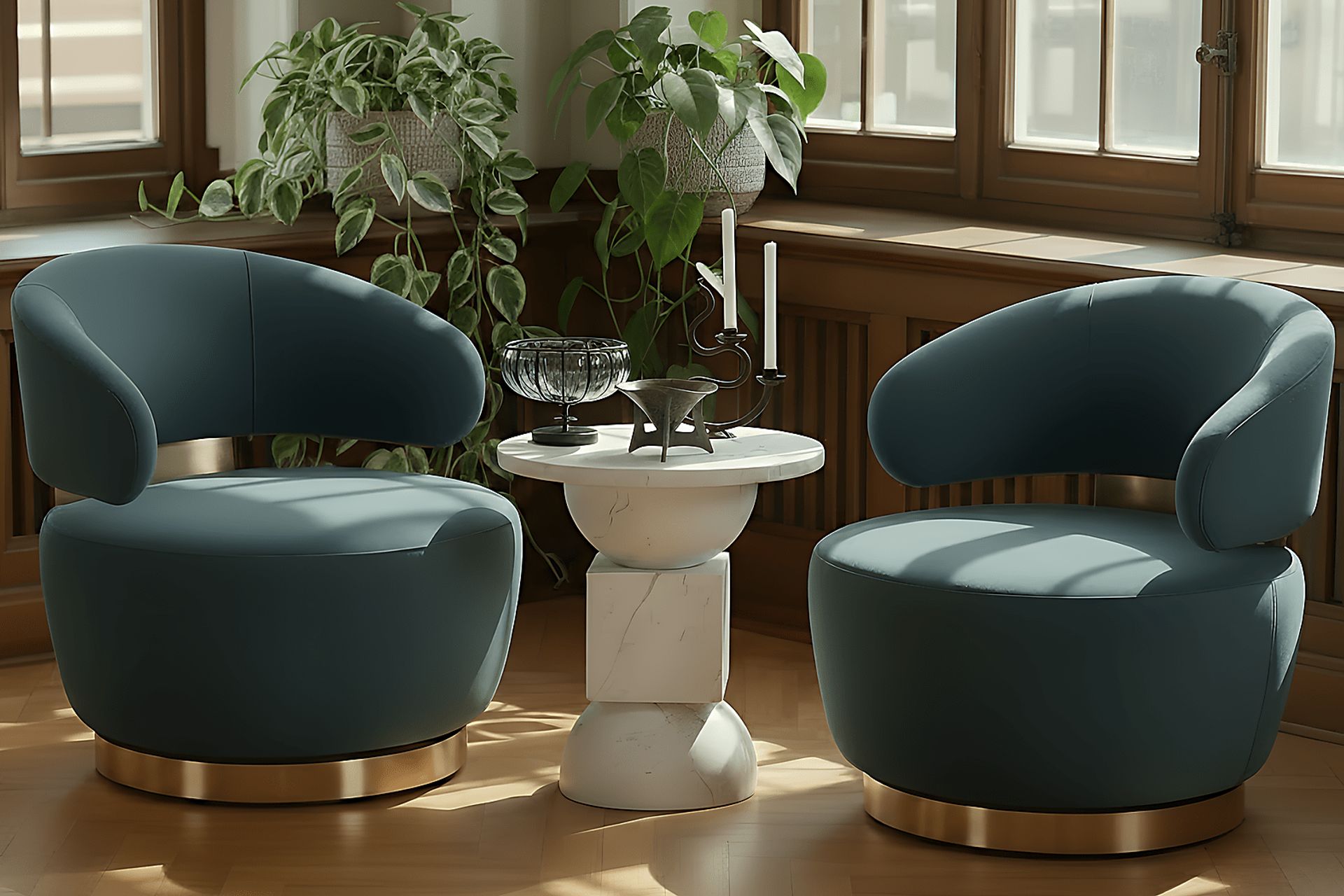 Russe Teal Swivel Chair - Image 5
