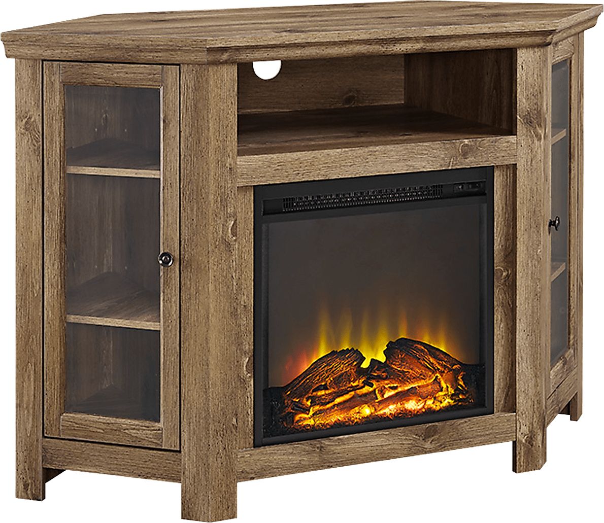 Russell Barnwood 48 in. Corner Console with Electric Fireplace