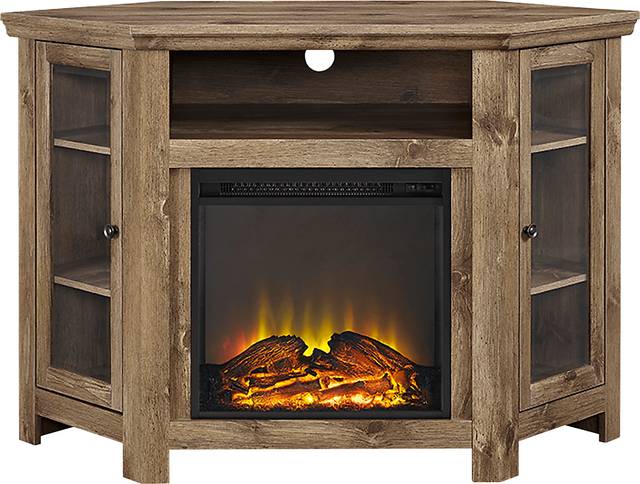 Russell Barnwood 48 in. Corner Console with Electric Fireplace - Thumbnail - Image 1