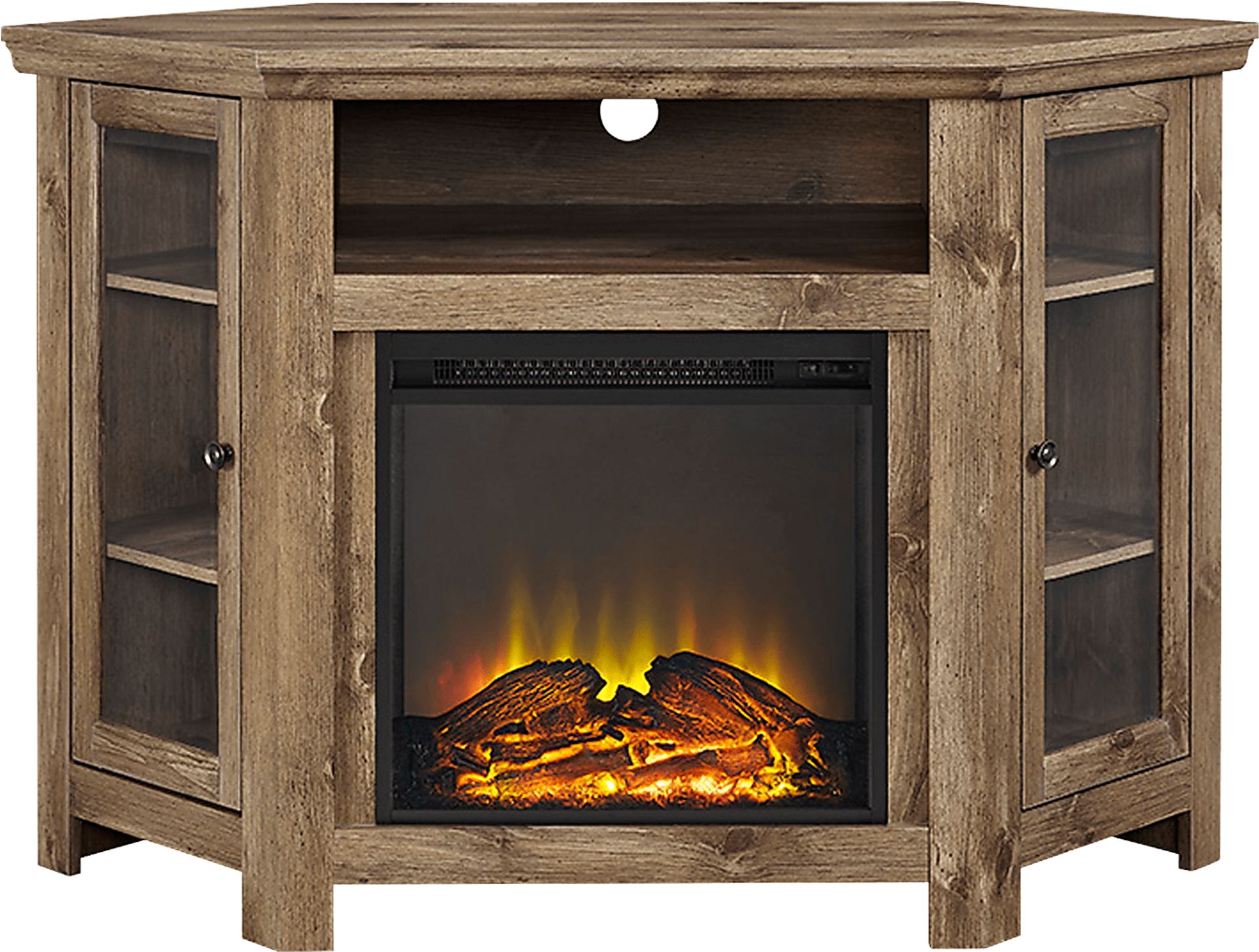Russell Barnwood 48 in. Corner Console with Electric Fireplace - Image 1