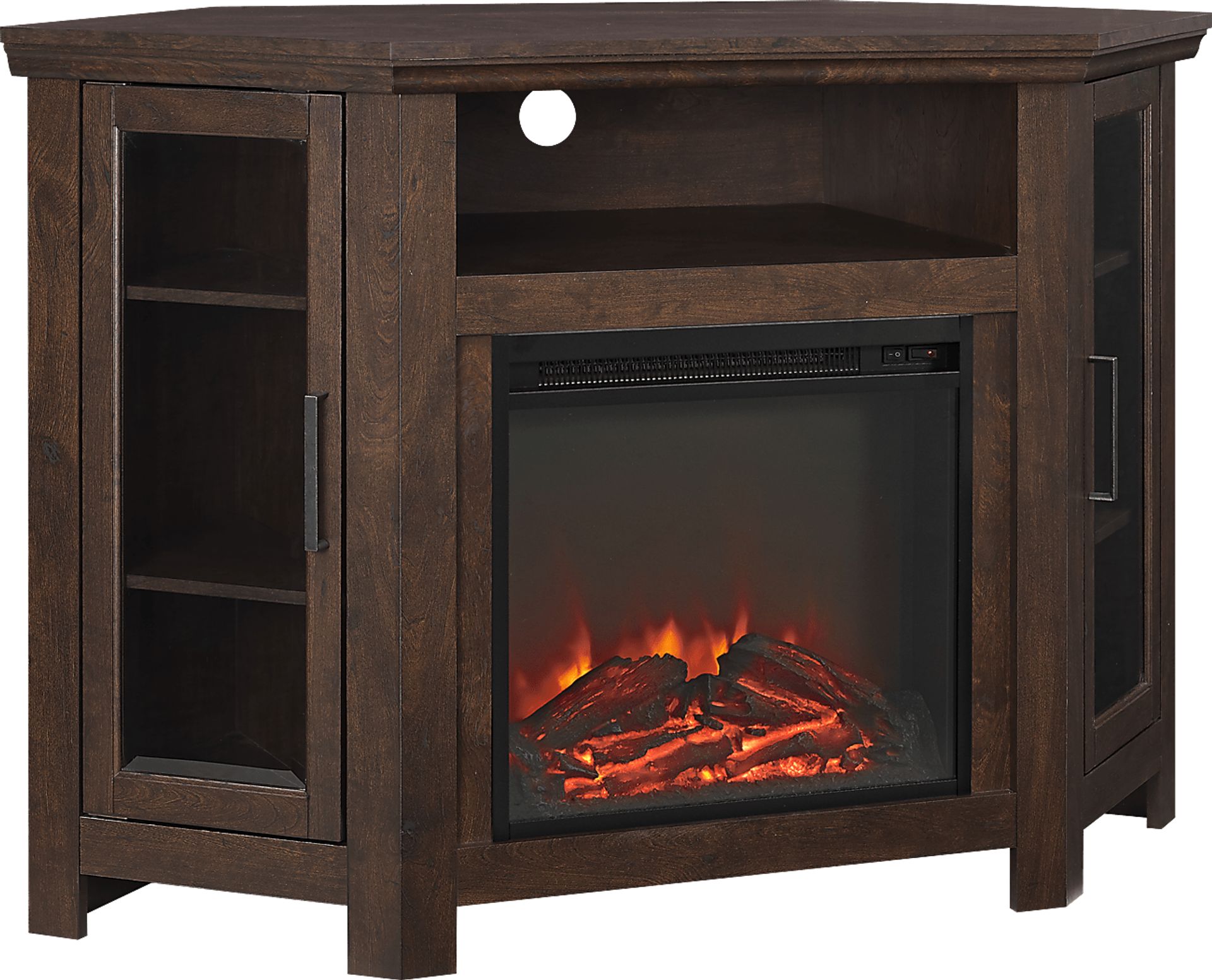 Russell Brown 48 in. Corner Console with Electric Fireplace - Image 2