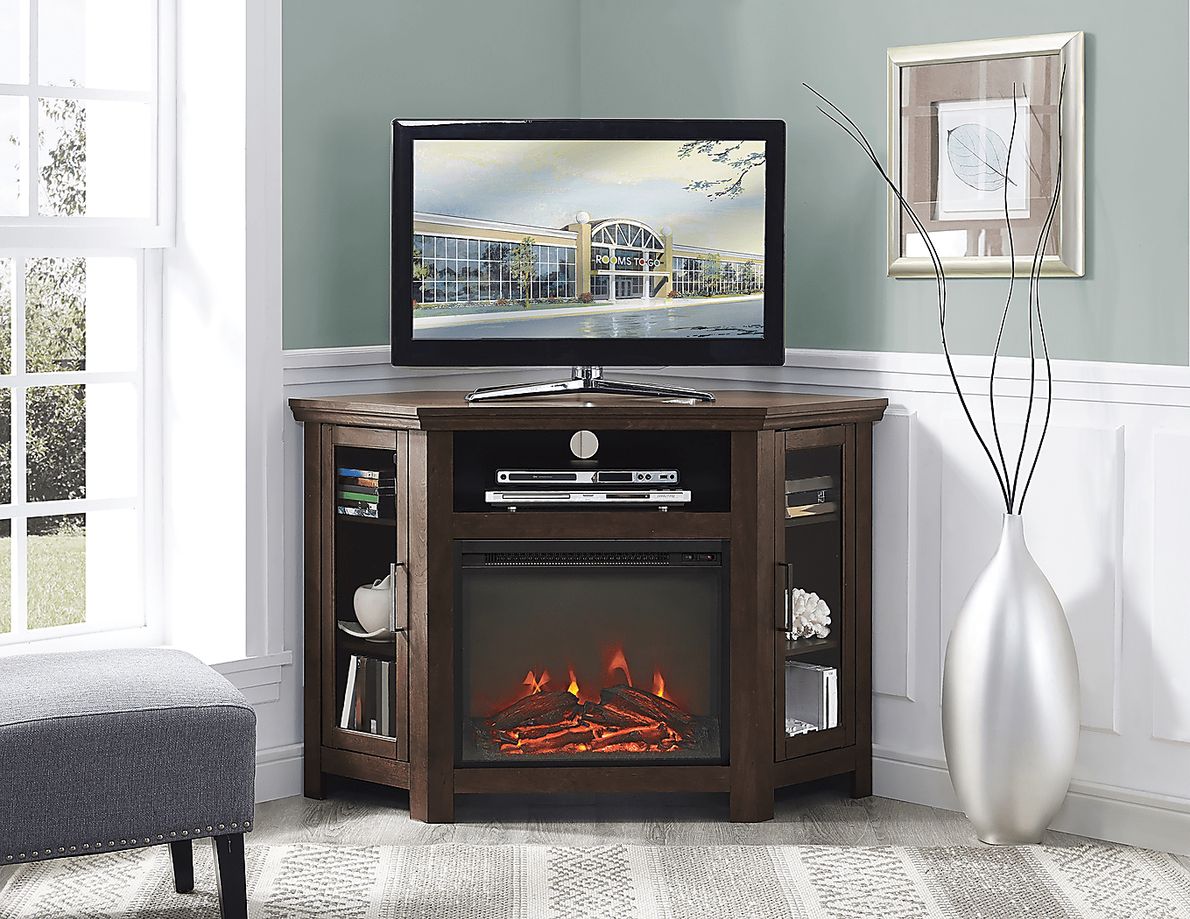 Russell Brown 48 in. Corner Console with Electric Fireplace