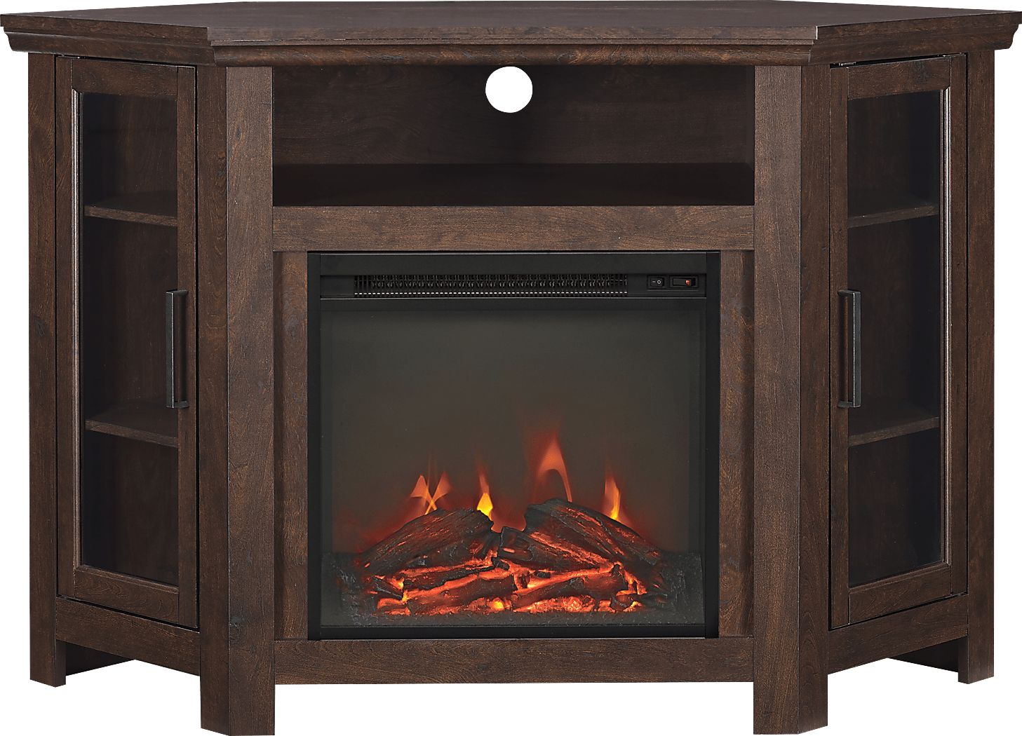 Russell Brown 48 in. Corner Console with Electric Fireplace Rooms To Go