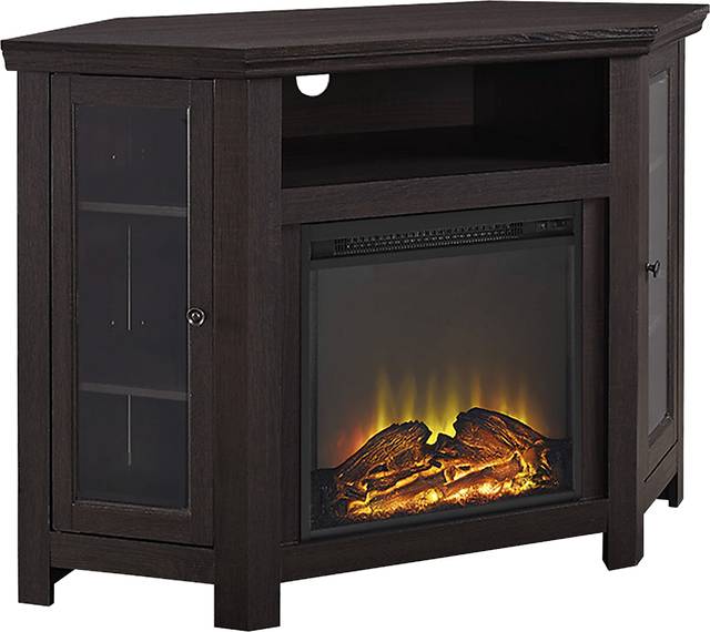 Russell Espresso 48 in. Corner Console with Electric Fireplace - Thumbnail - Image 2