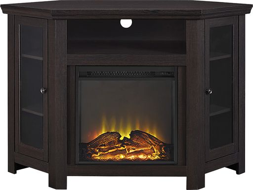 Russell Espresso 48 in. Corner Console with Electric Fireplace