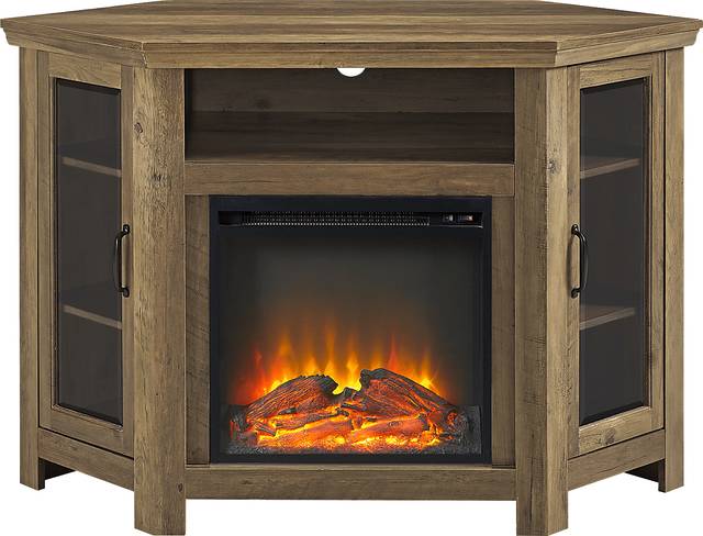 Russell Oak 48 in. Corner Console with Electric Fireplace - Thumbnail - Image 2