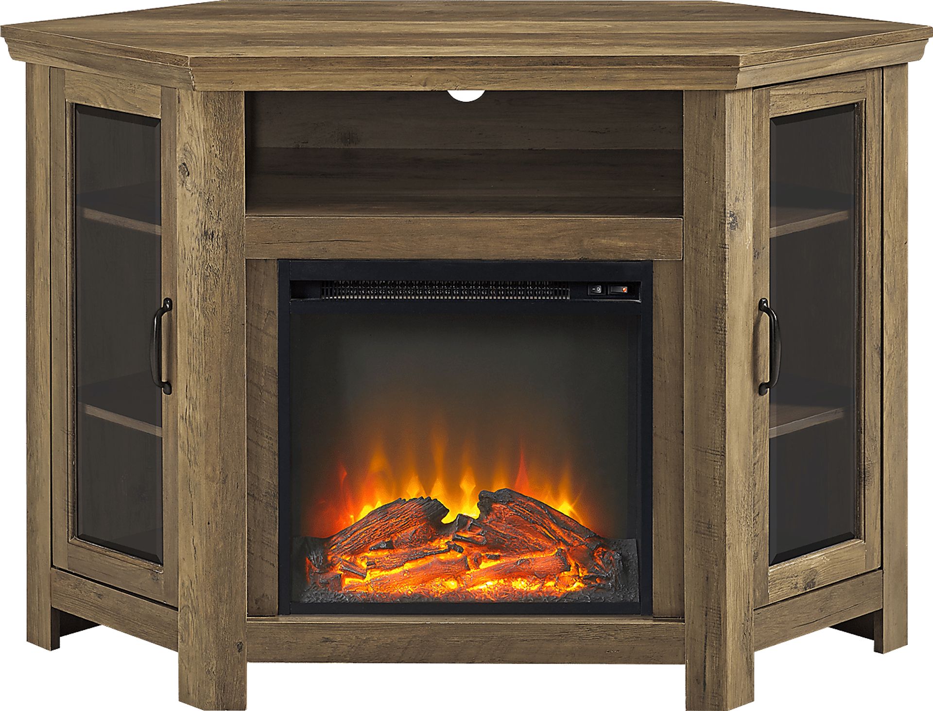 Russell Oak 48 in. Corner Console with Electric Fireplace - Image 2