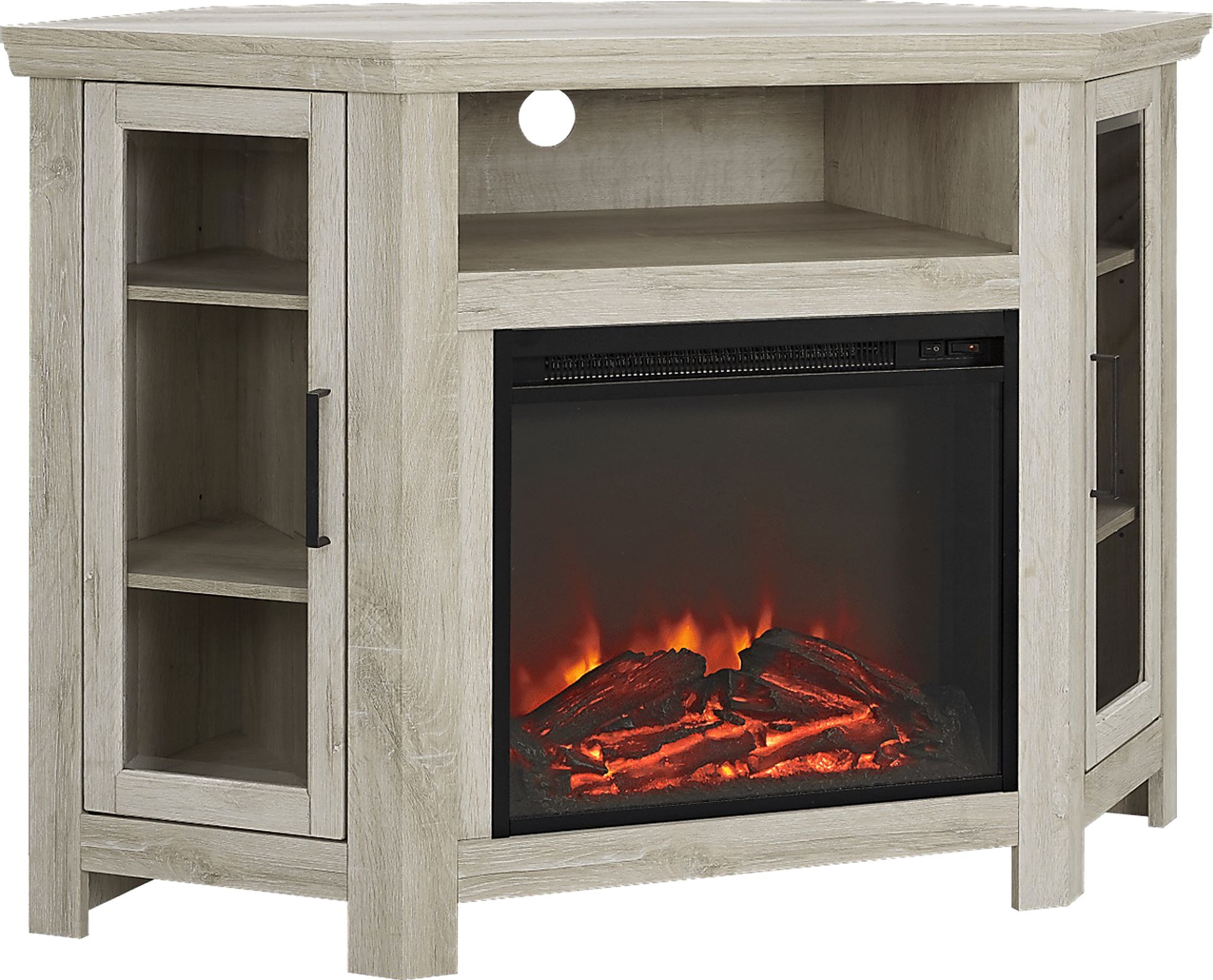 Russell White 48 in. Corner Console with Electric Fireplace - Image 2
