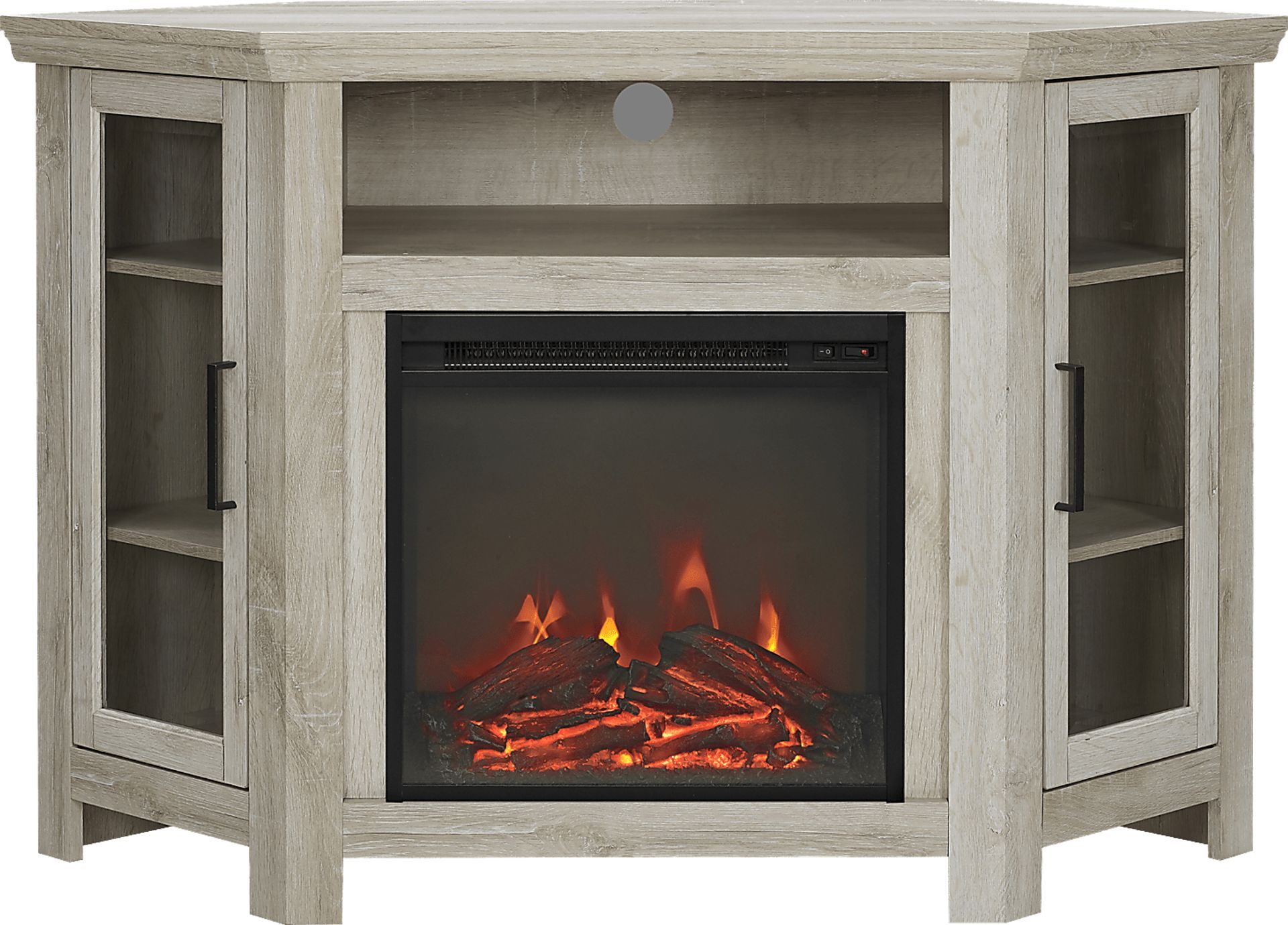 Russell White 48 in. Corner Console with Electric Fireplace - Image 1