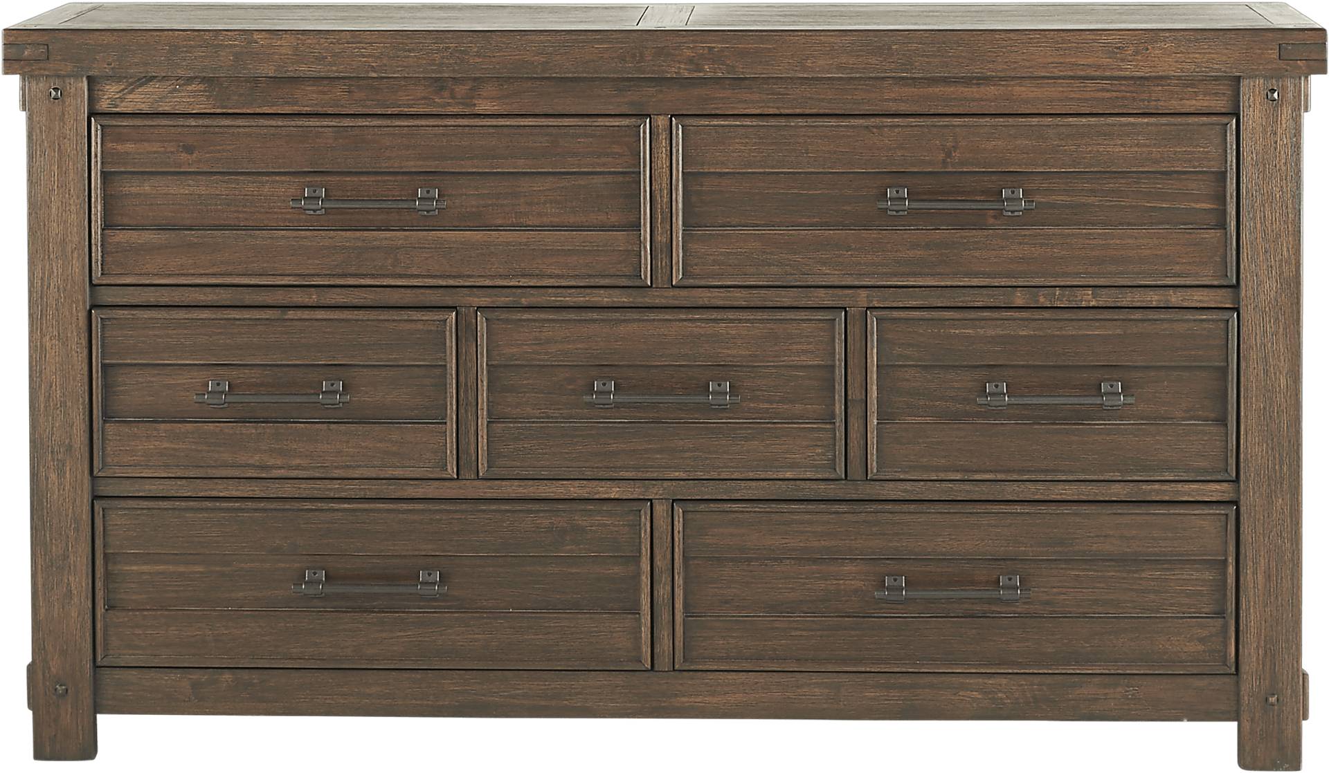 Rustic Haven 5 Pc Tobacco Dark Wood King Bedroom Set With Dresser ...