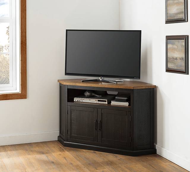 Rustic Path Black 49.5 in. Corner Console - Thumbnail - Image 2